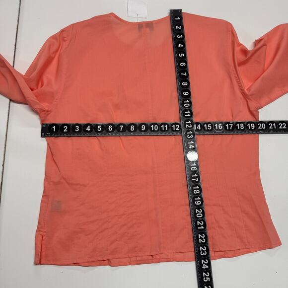 Vintage Talbots Top Womens 12 Orange Button Up Split Round Neck Beachy NWT - Picture 3 of 10